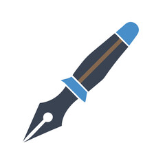 Vector art of fountain pen with nib for writing and calligraphy, a colorful tool for drawing, art, letters, and signatures