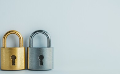 Two Distinct Locks in Gold and Silver Colors on a Light Background