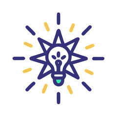 Vector art of light bulb icon with star for idea, innovation, inspiration, creative, solution, business, marketing, and communication