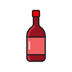 Vector art of a red wine bottle with a label, , is a classic symbol of celebration, relaxation, and enjoyment of fine beverages