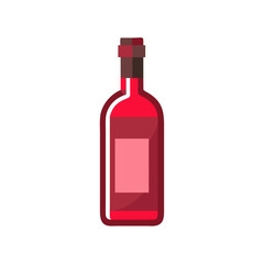 Vector art of a red wine bottle with label, , is a classic symbol of celebration, relaxation, and enjoyment of fine beverages