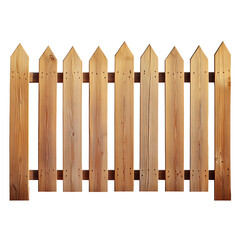 
Wooden picket fence section with pointed tops and visible grain isolated on transparent background (PNG)