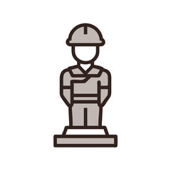 Illustration of a construction worker statue
