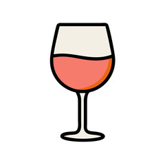 Vector art of wine glass icon with, a simple and elegant design for winerelated themes, perfect for menus, websites, and promotional materials