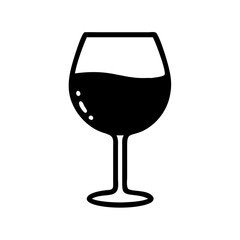 Vector art of wine glass icon with, a simple and elegant design for winerelated themes, perfect for menus, websites, and promotional materials