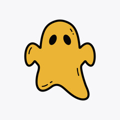 Cartoonish Golden Ghost with Black Outline and Simple Facial Features 1.
