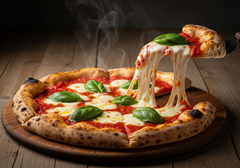 pizza with cheese and tomatoes