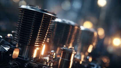 Close-up of vintage motorcycle engine parts