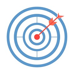 A simple, yet effective graphic illustration of a target with a red arrow pointing towards the bullseye, creating a visually appealing and symbolic representation of a successful goal.