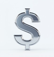 Metallic Dollar Sign on White Background for Financial Concepts