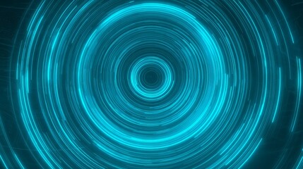 Circular neon waves radiating from center, immersive futuristic abstract high-resolution wallpaper design.