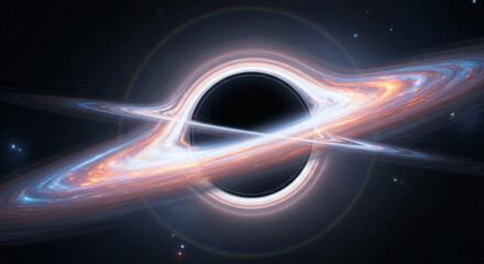 A hyper-realistic digital painting of a black hole accretion disk, with intense gravity bending light, creating a dramatic and awe-inspiring cosmic phenomenon