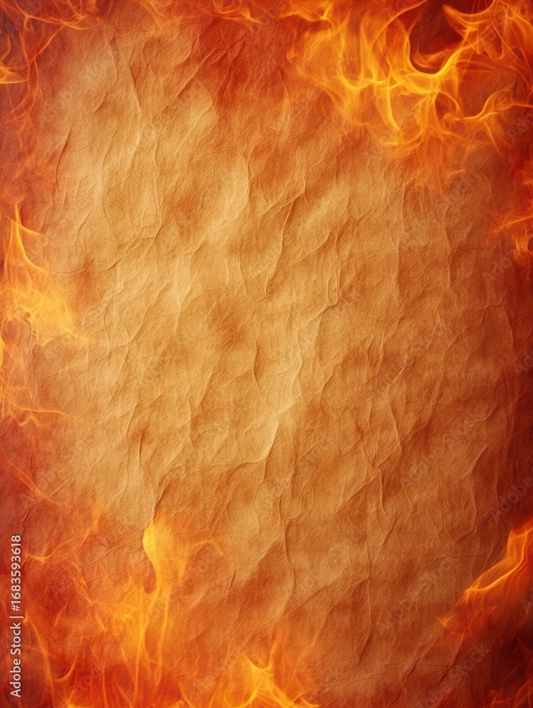 Poster abstract background with flames and textured paper effect
