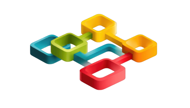 Colorful interconnected 3D shapes