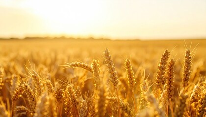Naklejka premium Golden wheat field bathed in sunlight (1)