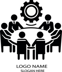 Black people meeting logo vector .