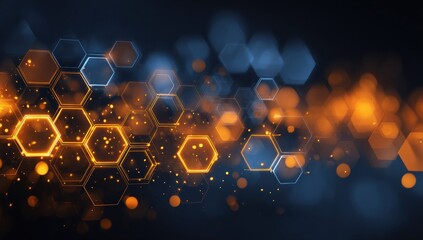 Abstract technological background with glowing hexagons