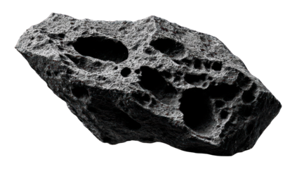 A grayscale asteroid, riddled with deep craters