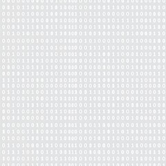 Binary code pattern fills a full frame in a light gray background.