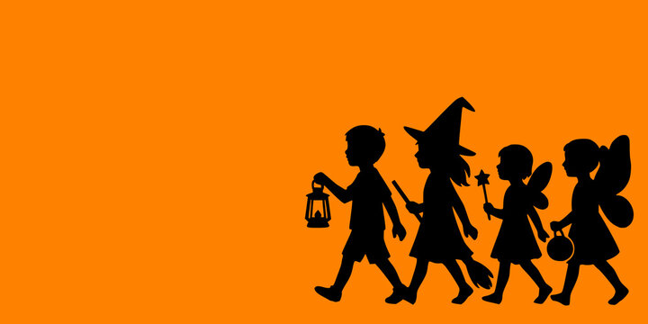 Banner halloween silhuet horizontal with hand drawing style