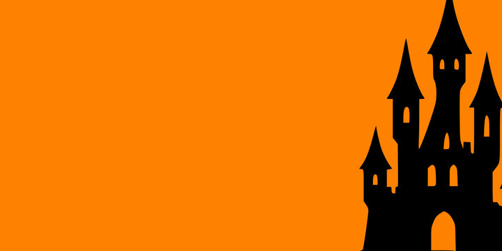 Banner halloween silhuet horizontal with hand drawing style