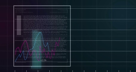Displaying UI panel floating on teal grid with turquoise circles, two-color graphs and headings