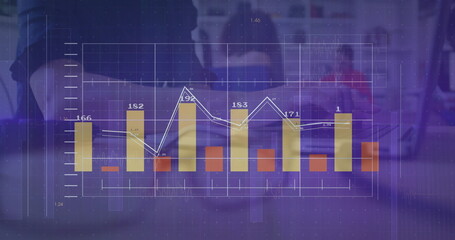 Semi-transparent chart overlay hovering in gym weight area, with yellow bars and barbell visuals