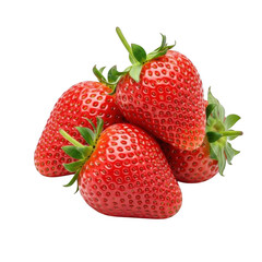 Fresh ripe red strawberries deliciously piled together for a perfect sweet treat transparent background