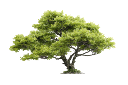 Lush green tree against black background