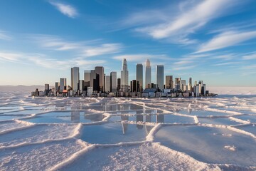 A Striking Panorama of a Modern Cityscape Reflected on a Salt Flat