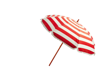 Red and white striped beach umbrella