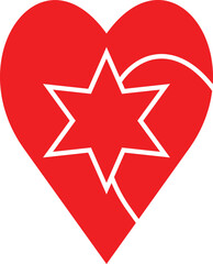 Red heart with star shape vector illustration