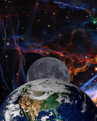 planet earth moon in space