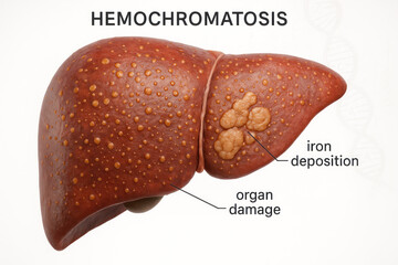 Hemochromatosis Liver Illustration: Iron Overload and Organ Damage [Illustration]