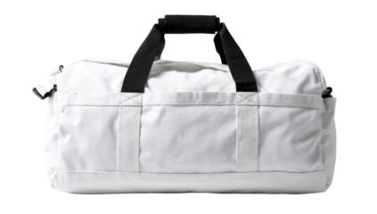 White duffel bag, sturdy and simple design