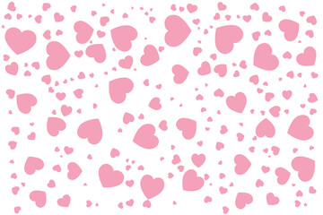Background of very pretty pink hearts on a white background