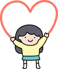 A girl holding a heart