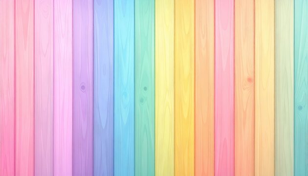 Pastel rainbow wooden planks