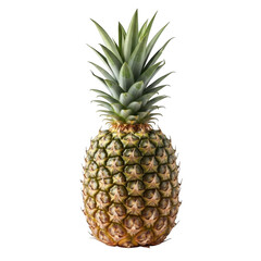 Fototapeta premium Ripe pineapple tropical fruit with green leaves isolated transparent background