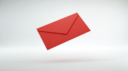 Stylish red envelopes are hung in clean white spaces with subtle 3D depth and soft lighting.