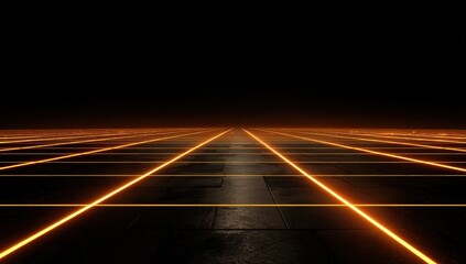 Empty road in a dark futuristic space