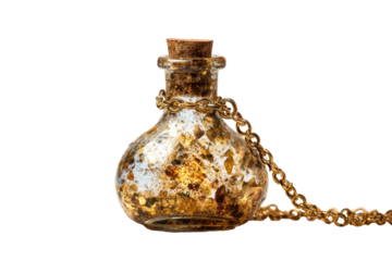 Golden potion bottle with a chain