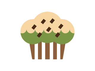 チョコチップが入った抹茶のマフィンのアイコンのイラスト