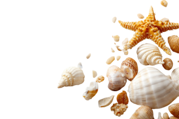 Seashells and Starfish on Black