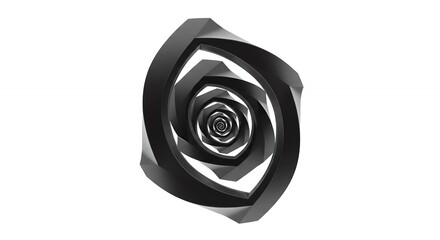 Abstract black geometric spiral rose design