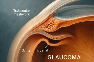 Glaucoma Anatomy Illustration with Trabecular Meshwork & Schlemm's Canal [Illustration]