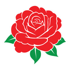 Vector illustration of a seamless vintage pattern of red roses and blossoms with green leaves on a white background