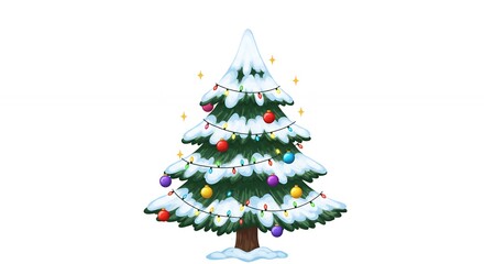 Obraz premium Decorated christmas tree illustration