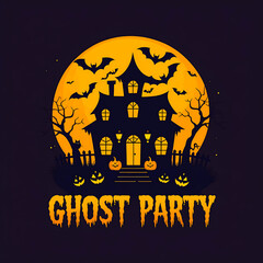 Spooky haunted house with full moon and bats Halloween artwork t-shirt design perfect for horror fans, gothic fashion, and creepy night lovers