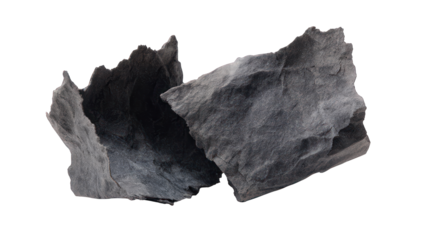 Two dark gray rock slabs